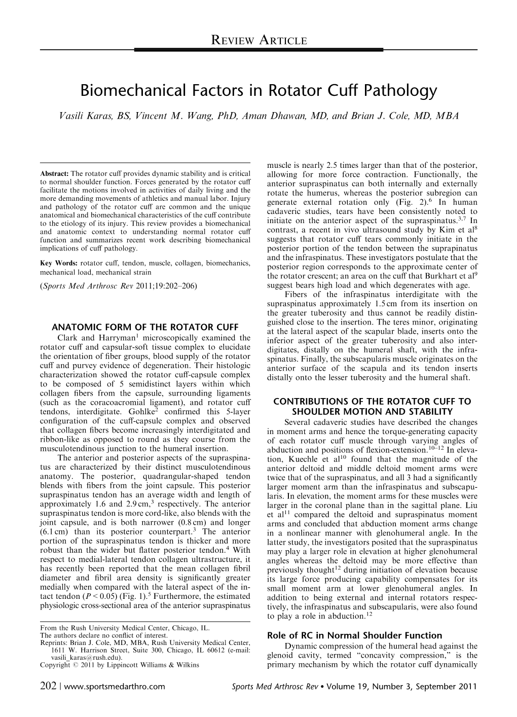 Biomechanical Factors in Rotator Cuff Pathology (2011)