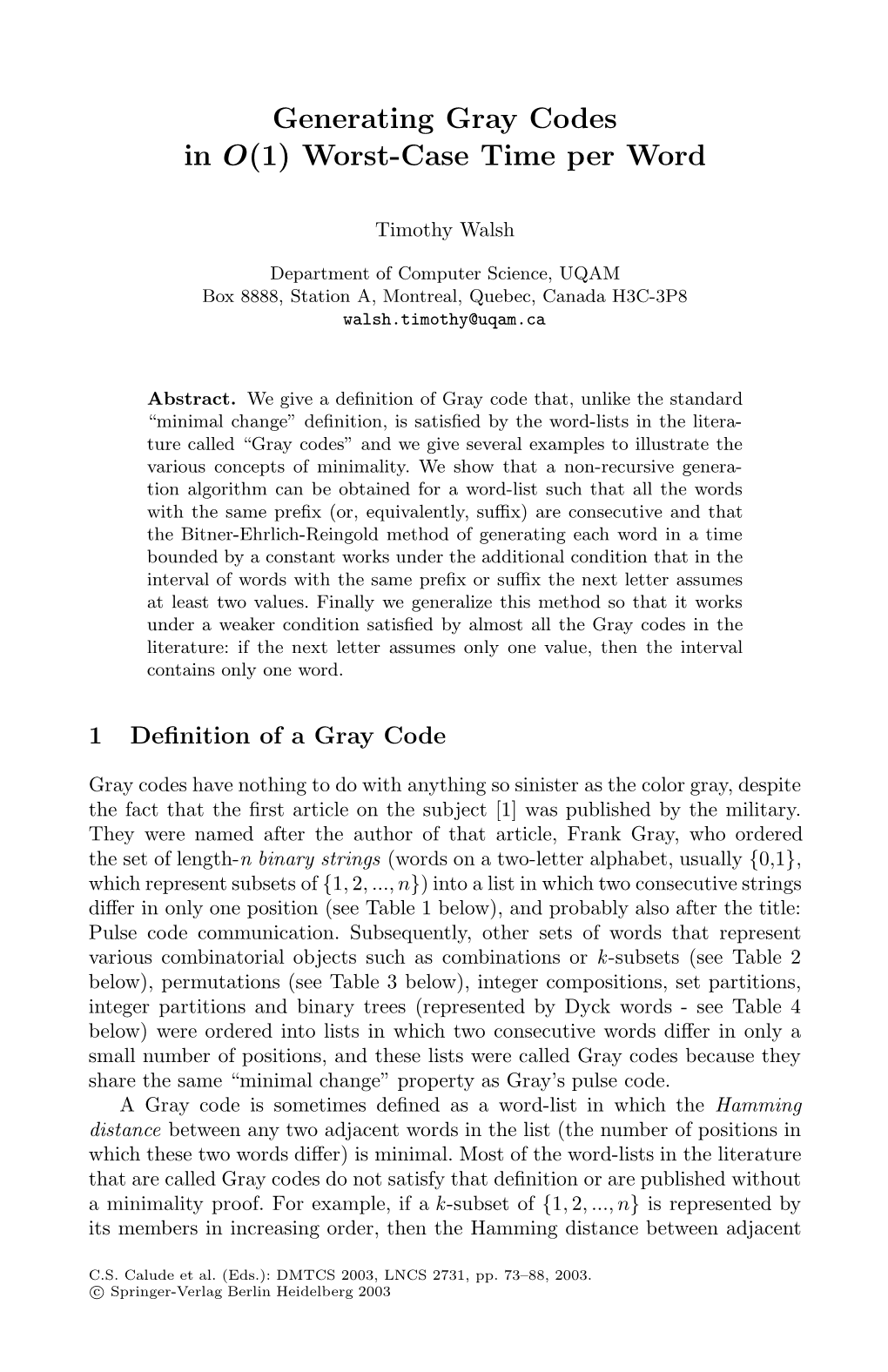 Generating Gray Codes in O(1) Worst-Case Time Per Word