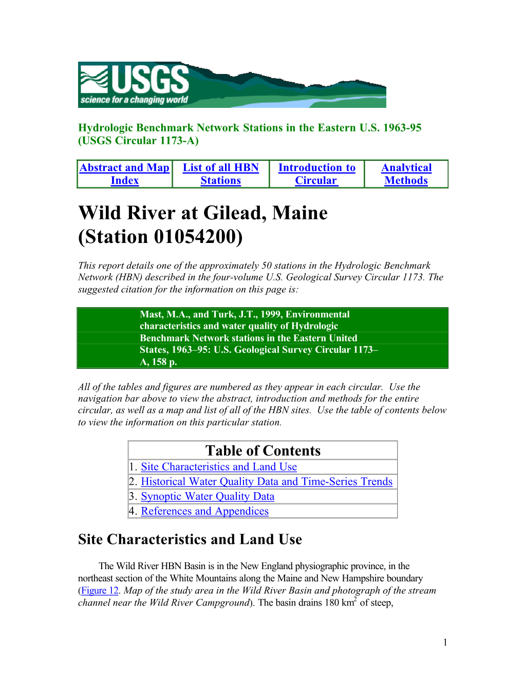 Wild River at Gilead, Maine (Station 01054200)