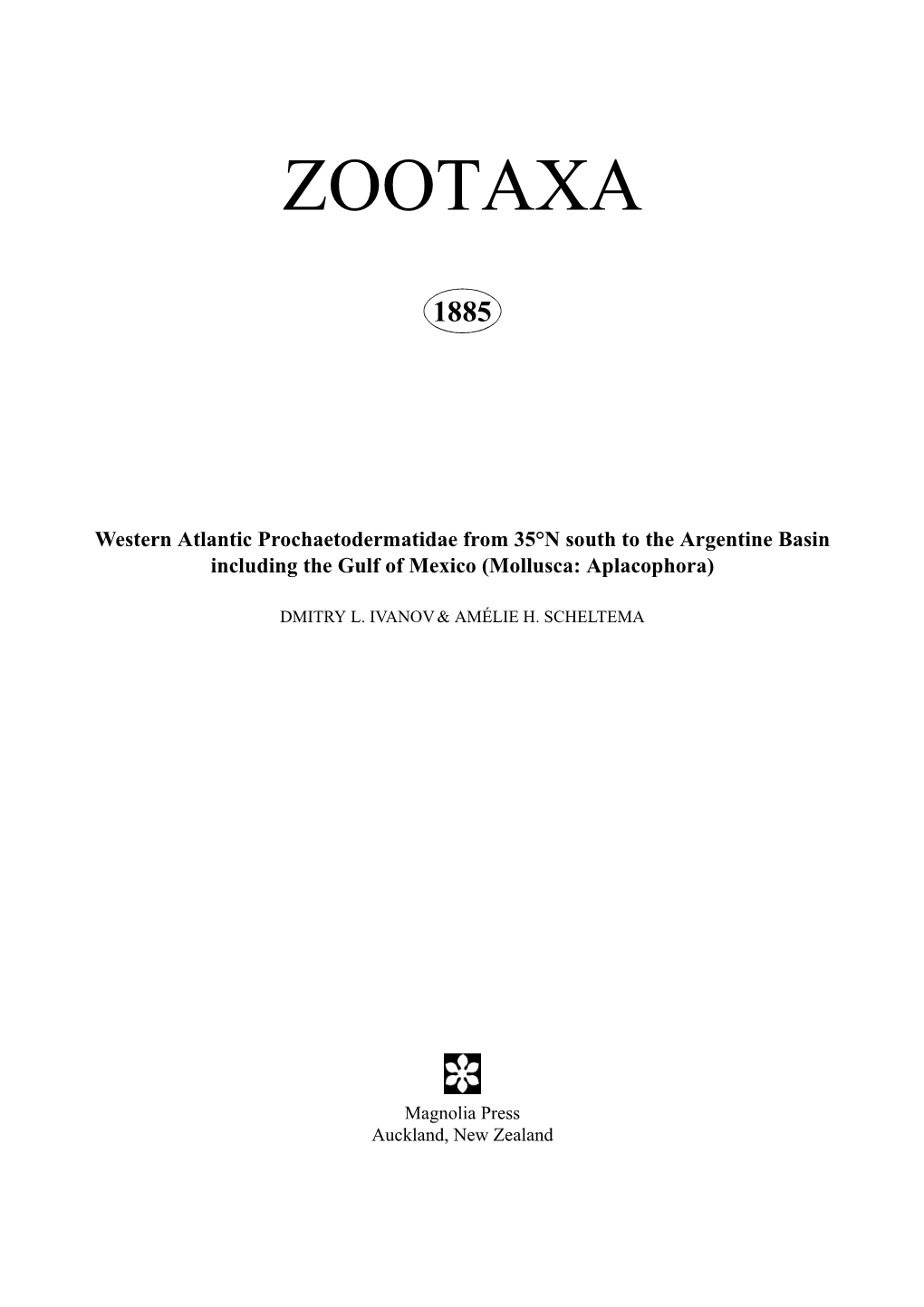 Zootaxa, Western Atlantic Prochaetodermatidae from 35