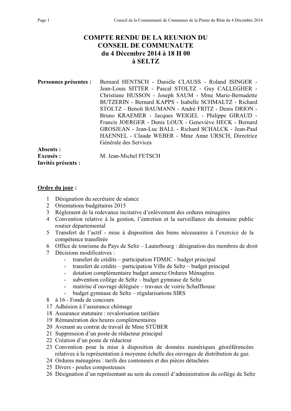 Réunion Du Comité Directeur Du 21 Septembre 2006 À 17 H 30