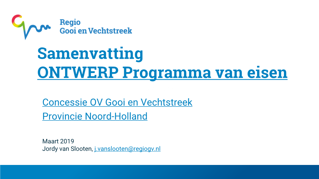 Samenvatting ONTWERP Programma Van Eisen