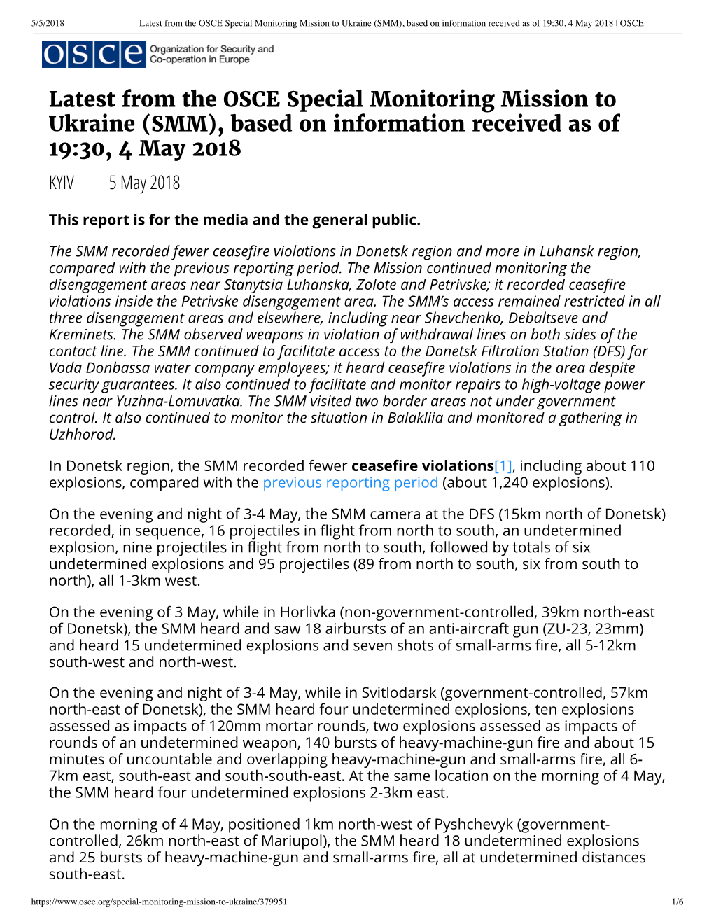 Late T from the O C Pecial Monitoring Mi Ion to Ukraine (