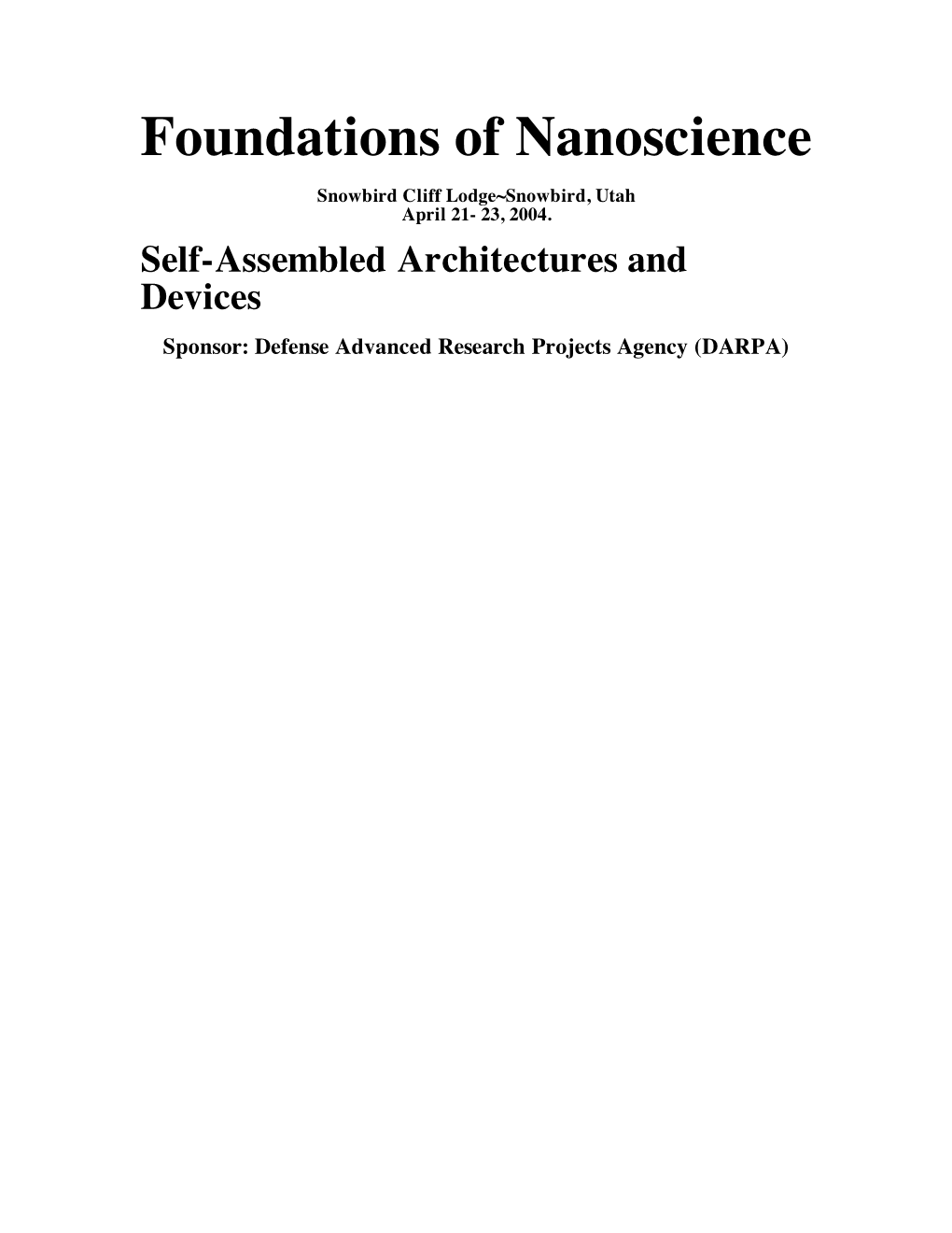 Foundations of Nanoscience