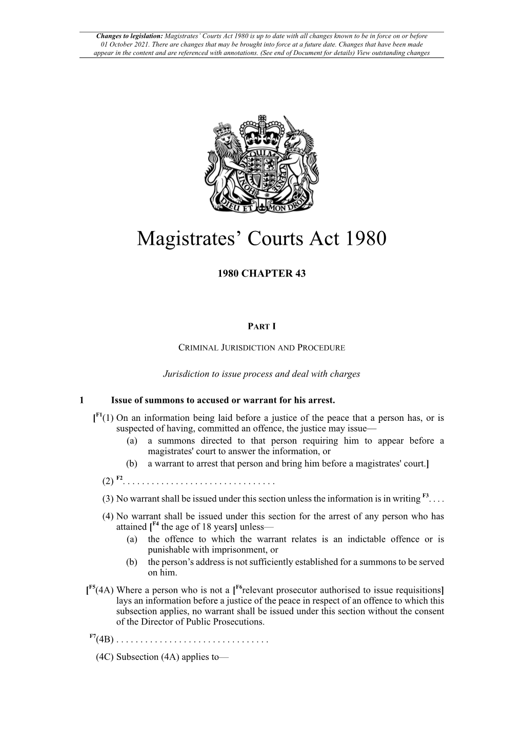Magistrates' Courts Act 1980 (C