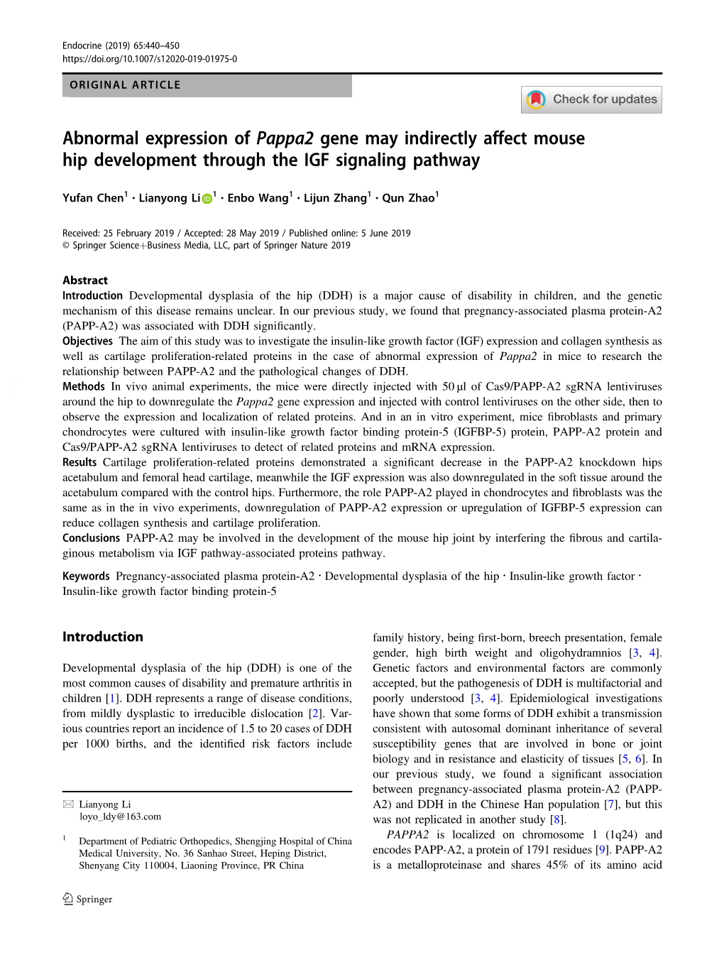 Abnormal Expression of Pappa2 Gene May Indirectly Affect Mouse Hip Development Through the IGF Signaling Pathway