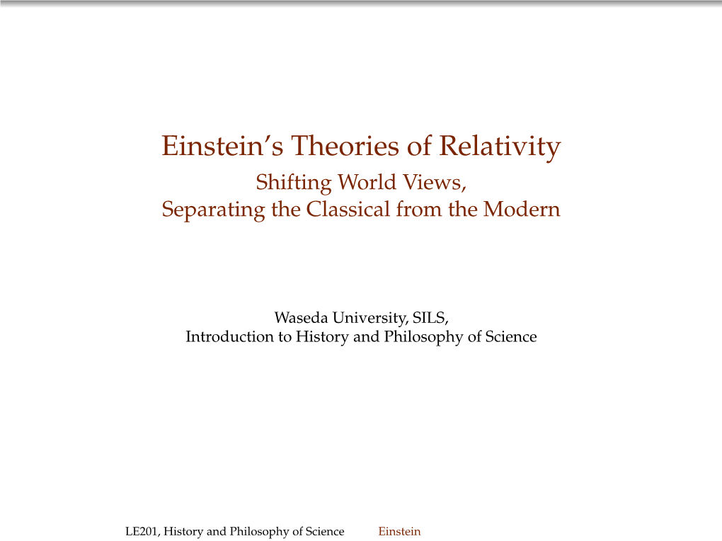 Einstein's Theories of Relativity