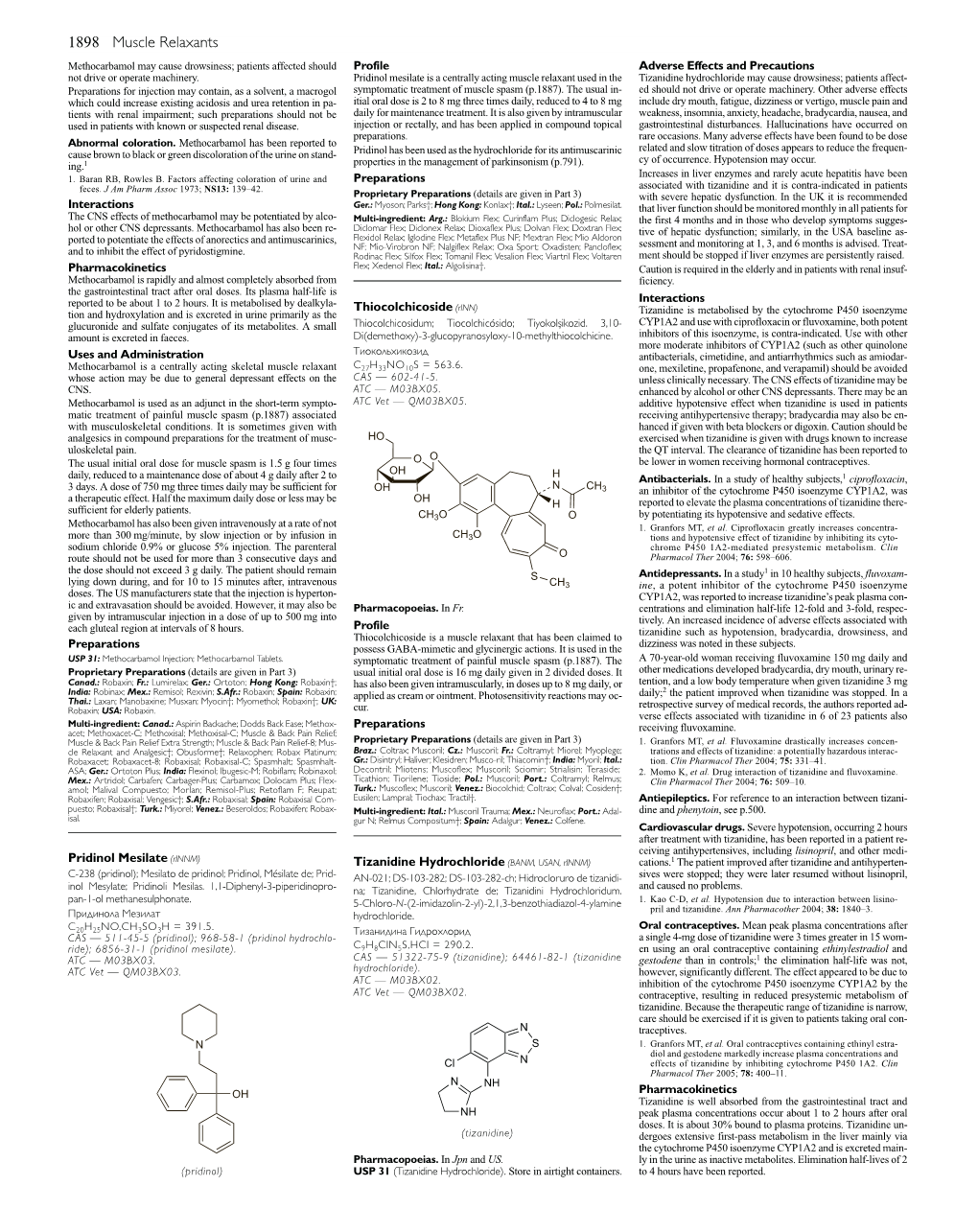 1898 Muscle Relaxants Methocarbamol May Cause Drowsiness; Patients Affected Should Profile Adverse Effects and Precautions Not Drive Or Operate Machinery