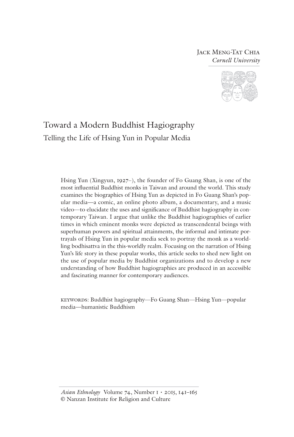 Toward a Modern Buddhist Hagiography Telling the Life of Hsing Yun in Popular Media