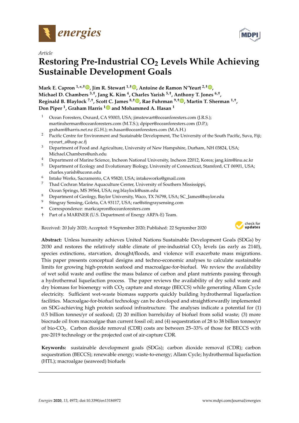 Restoring Pre-Industrial CO2 Levels While Achieving Sustainable Development Goals