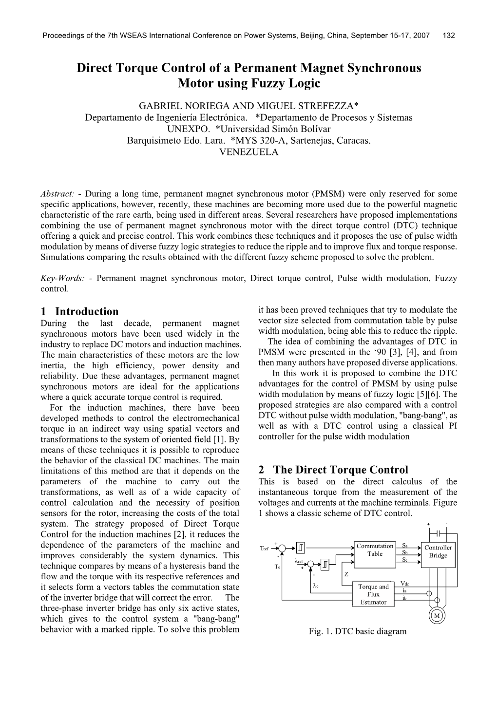 Direct Torque Control of a Permanent Magnet Synchronous Motor Using Fuzzy Logic