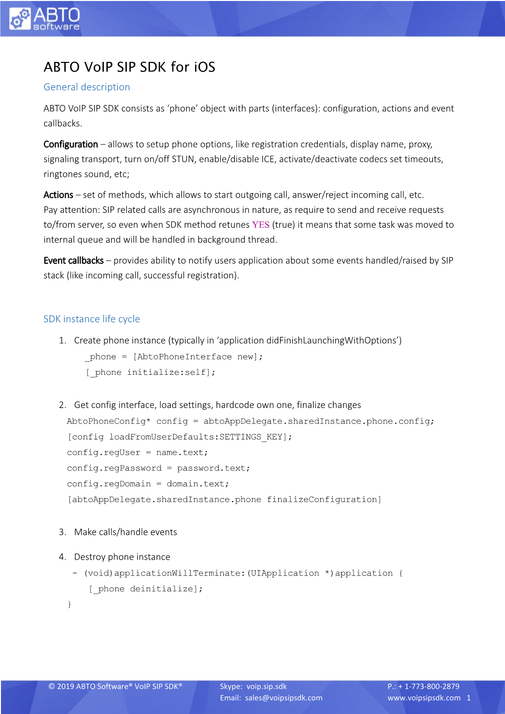 ABTO Voip SIP SDK for Ios General Description