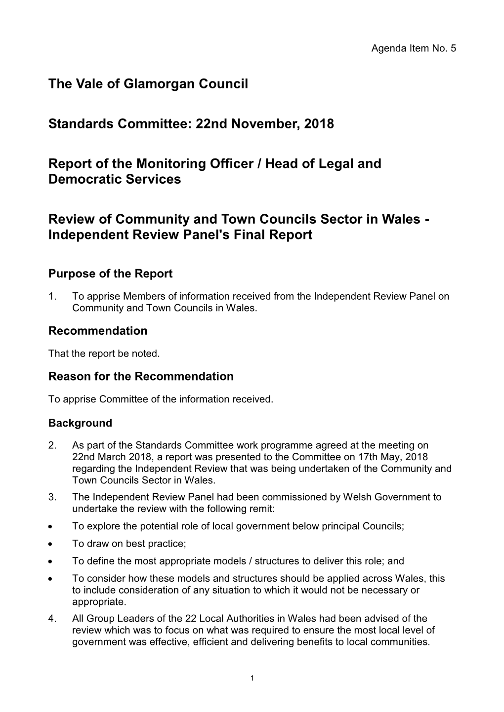 Review of Community and Town Councils Sector in Wales Report
