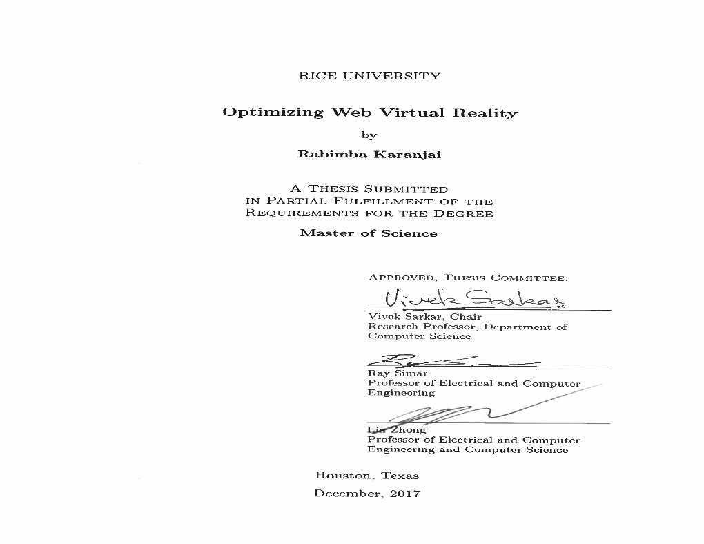 Optimizing Web Virtual Reality