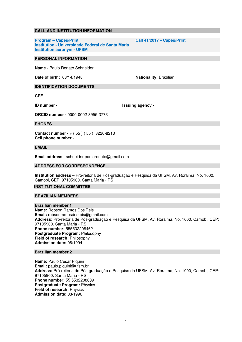 Capes/Print Institution - Universidade Federal De Santa Maria Institution Acronym - UFSM