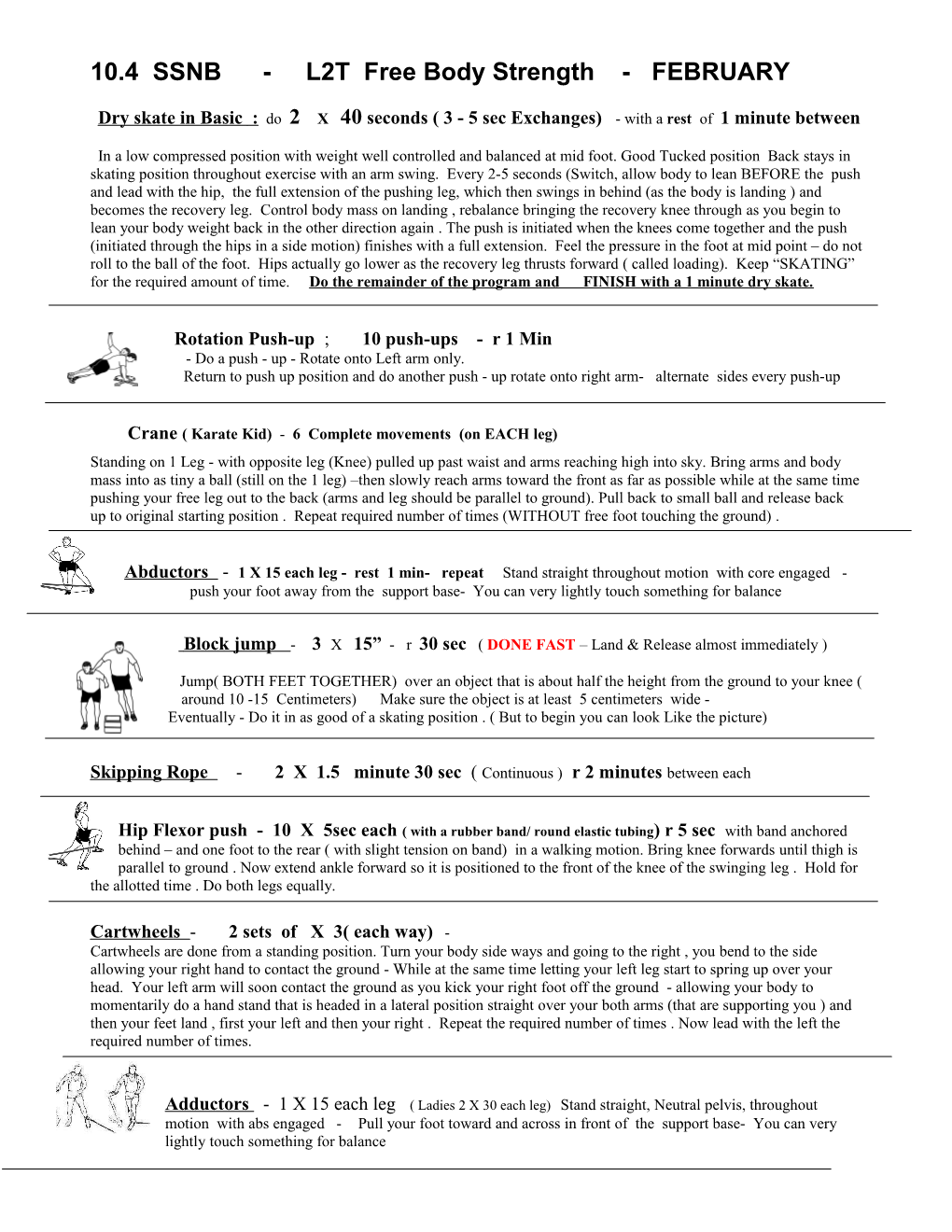 SSNB Free Body Weigh Session 2003 2004 Page 1