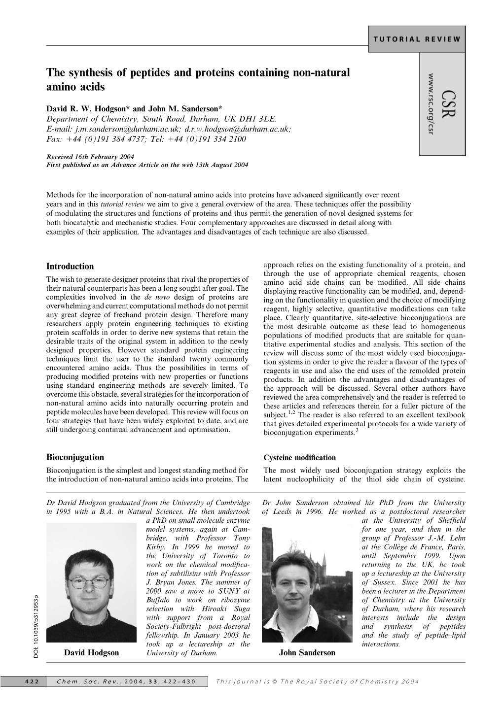 The Synthesis of Peptides and Proteins Containing Non-Natural Amino Acids