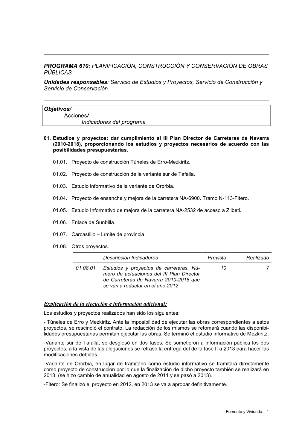 Ficha 610 Planificacion, Construccion Y Conservacion De Obras Publicas