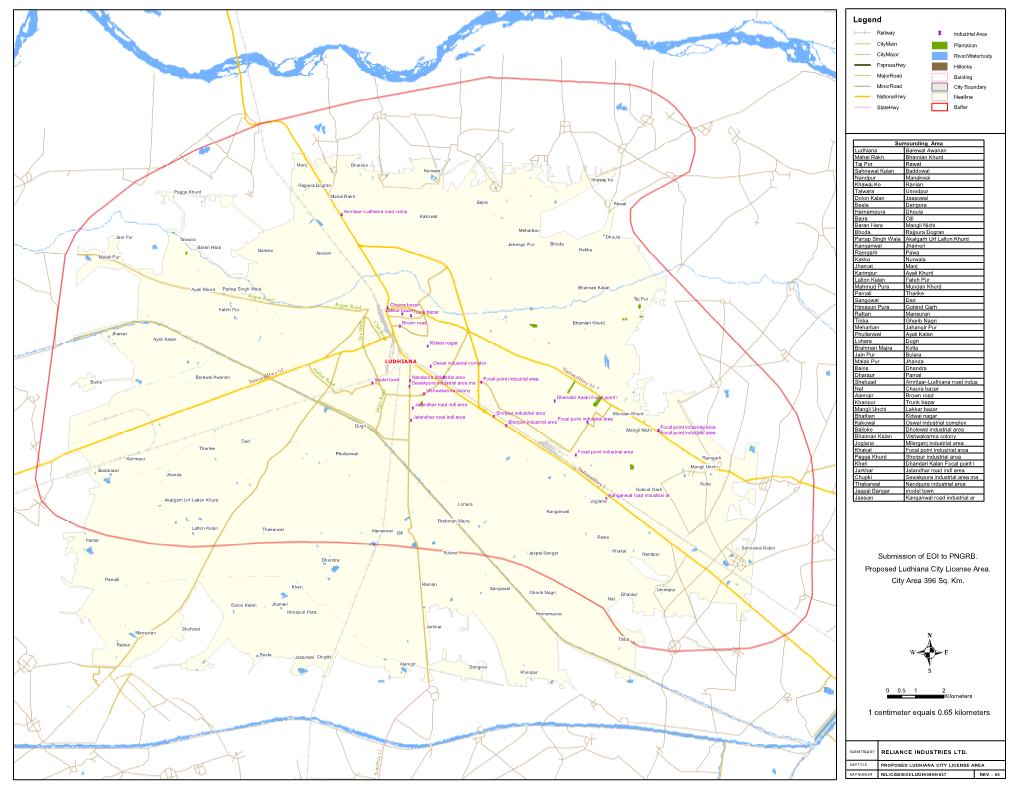 MAP TITLE E PROPOSED LUDHIANA CITY LICENSE AREA T