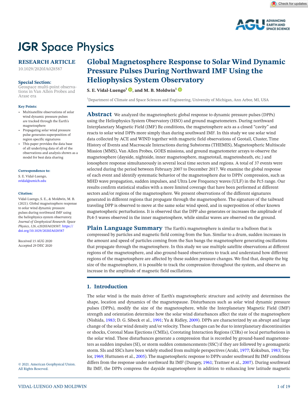 Global Magnetosphere Response to Solar Wind Dynamic Pressure