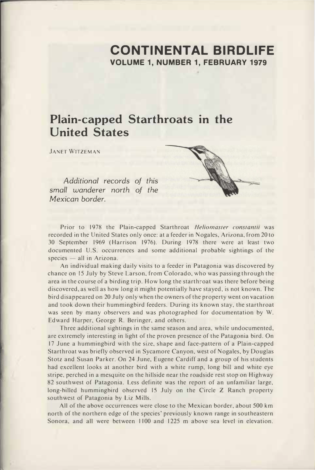Continental Birdlife Volume 1, Number 1, February 1979
