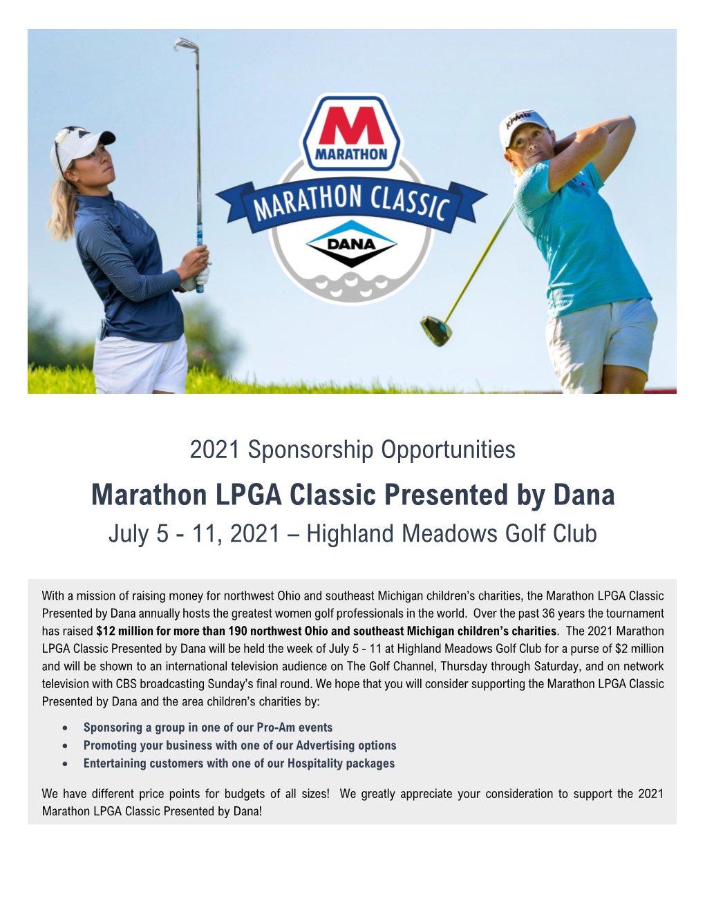 Marathon LPGA Classic Presented by Dana July 5 - 11, 2021 – Highland Meadows Golf Club