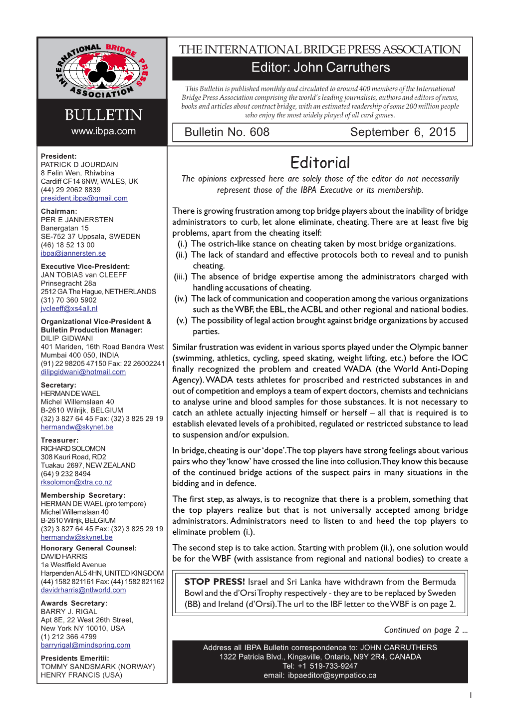 BULLETIN Editorial