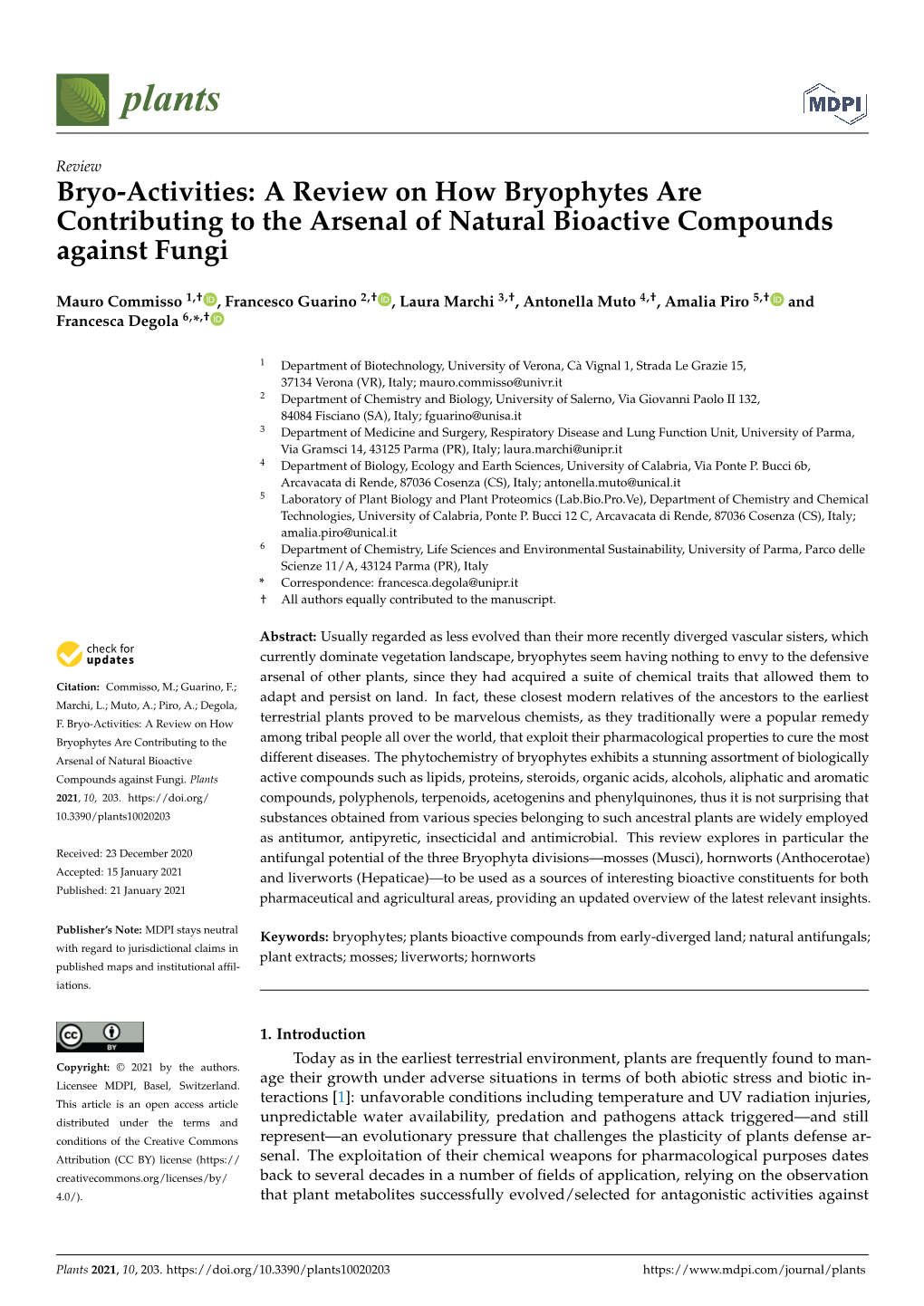 Bryo-Activities: a Review on How Bryophytes Are Contributing to the Arsenal of Natural Bioactive Compounds Against Fungi