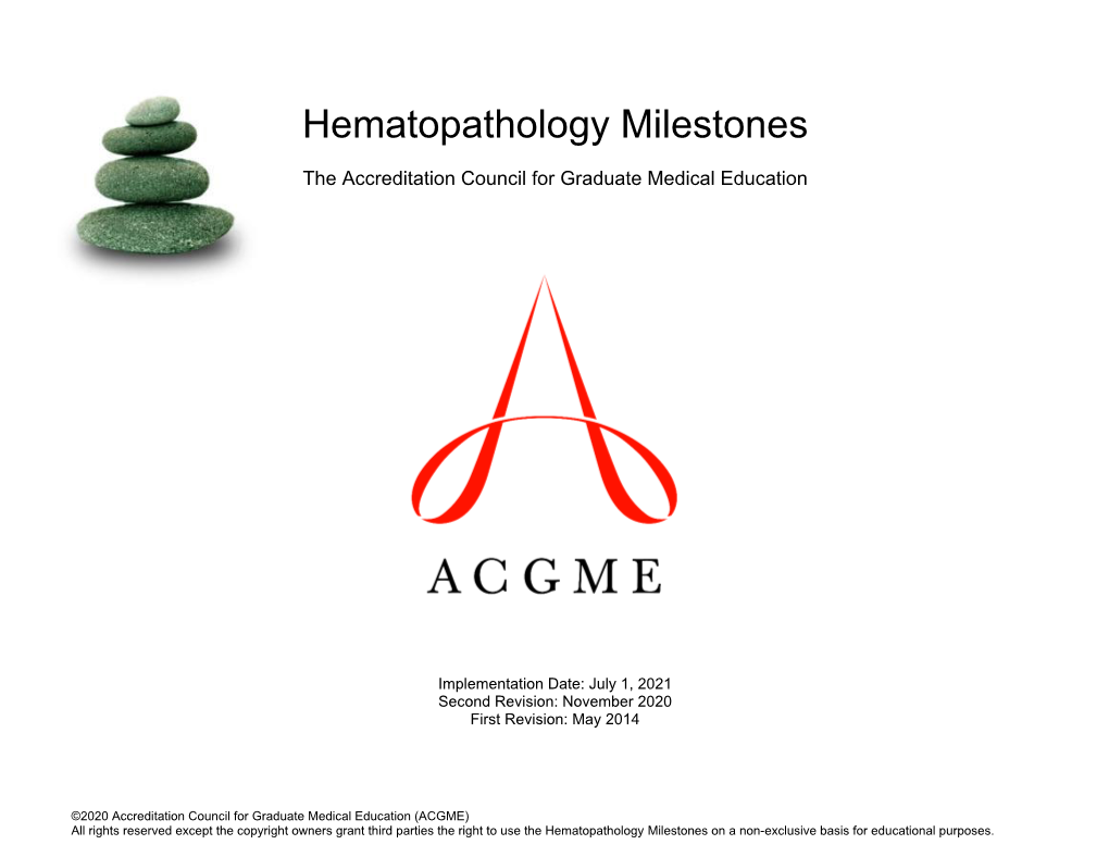 Hematopathology Milestones