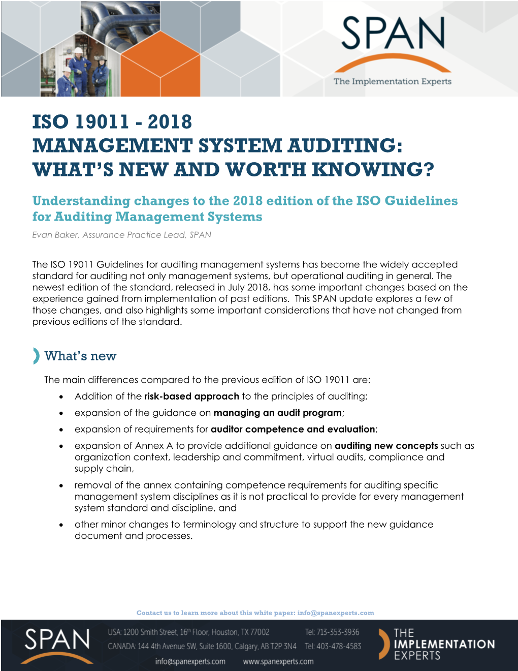 Iso 19011 - 2018 Management System Auditing: What’S New and Worth Knowing?