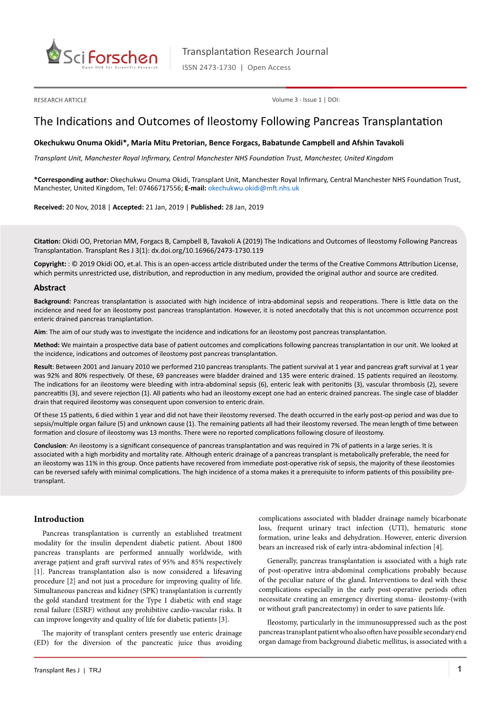 The Indications and Outcomes of Ileostomy Following Pancreas Transplantation