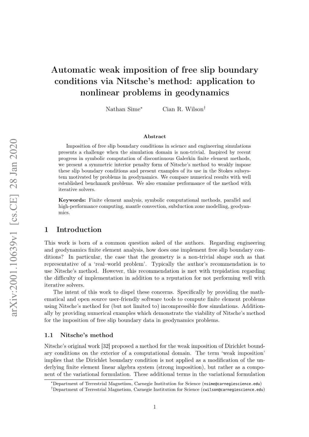 Automatic Weak Imposition of Free Slip Boundary Conditions Via Nitsche's