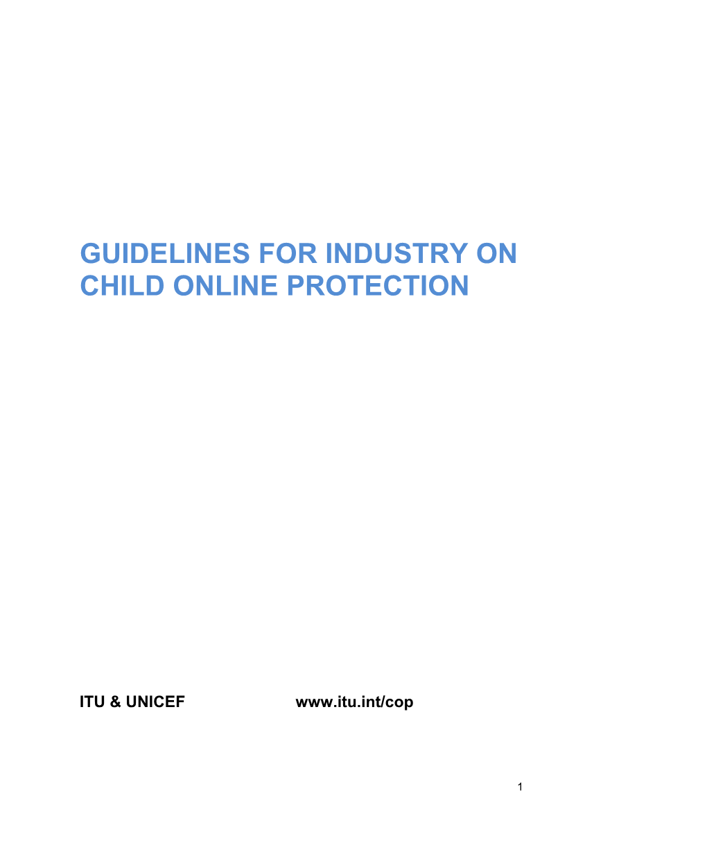 Guidelines for Industry on Child Online Protection