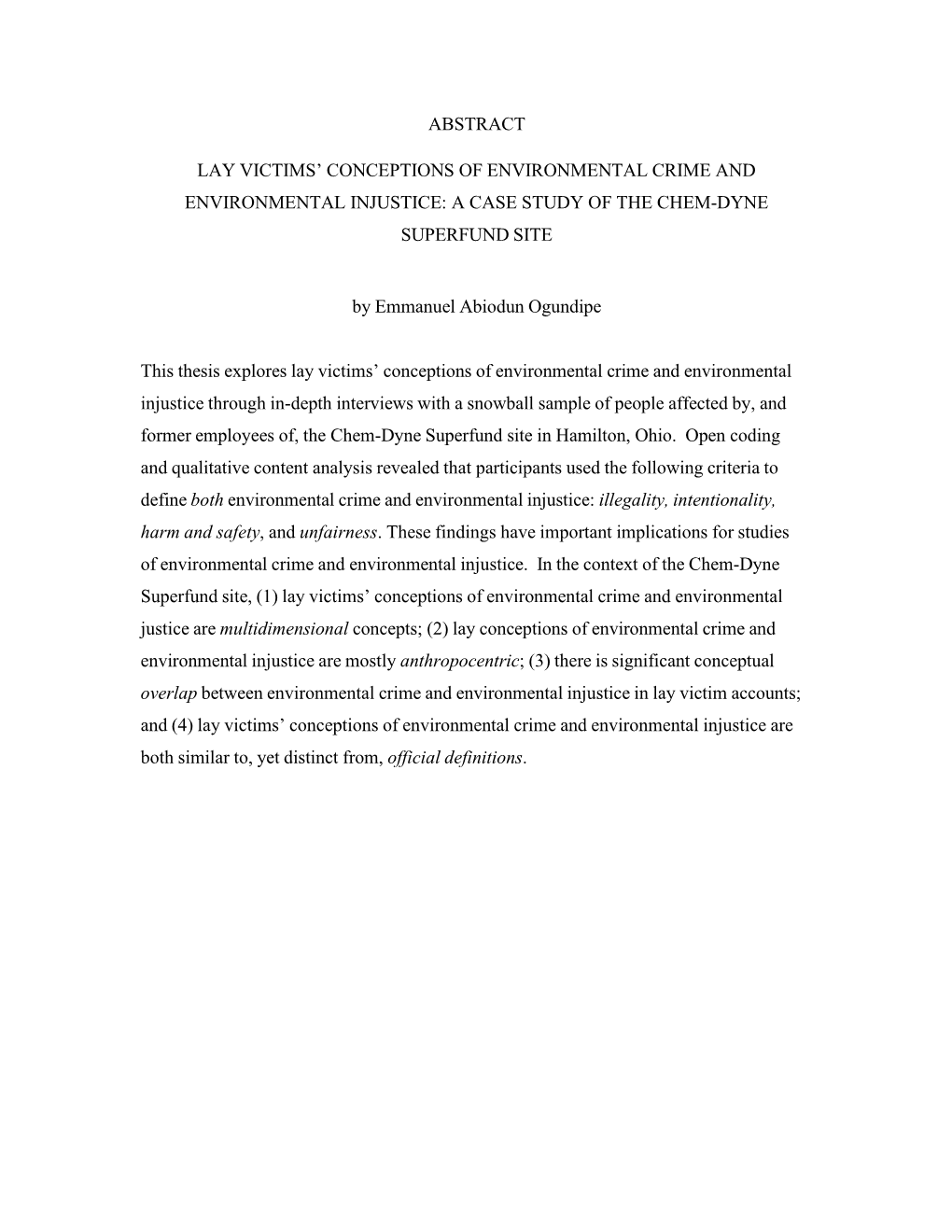 A Case Study of the Chem-Dyne Superfund Site