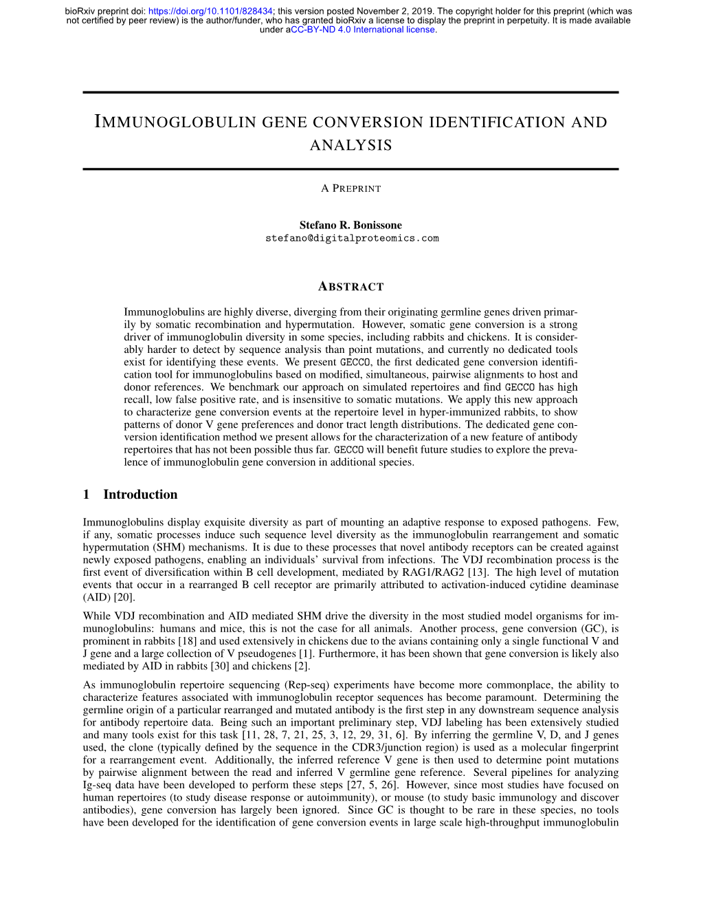 Immunoglobulin Gene Conversion Identification and Analysis