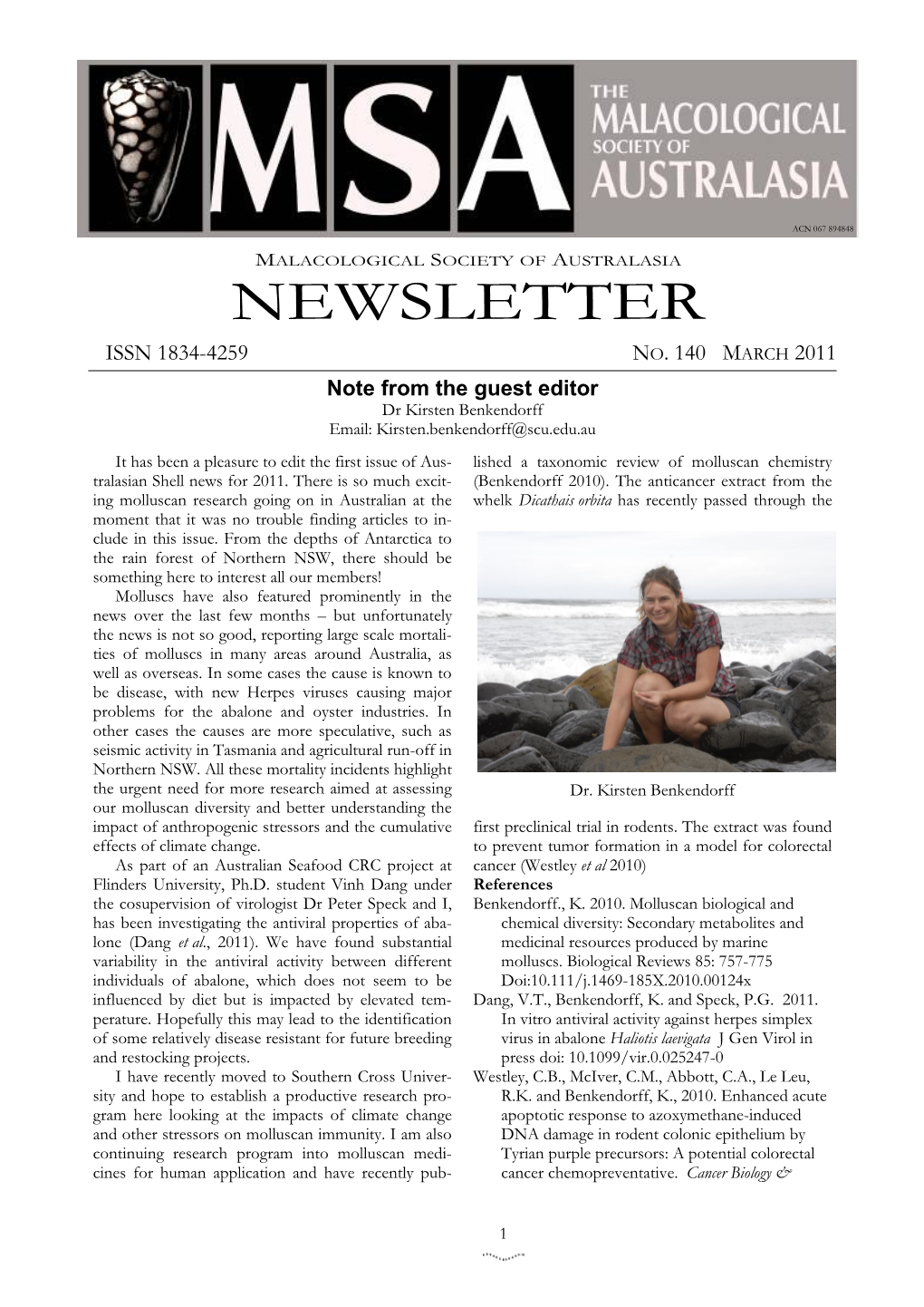 Newsletter Issn 1834-4259 No