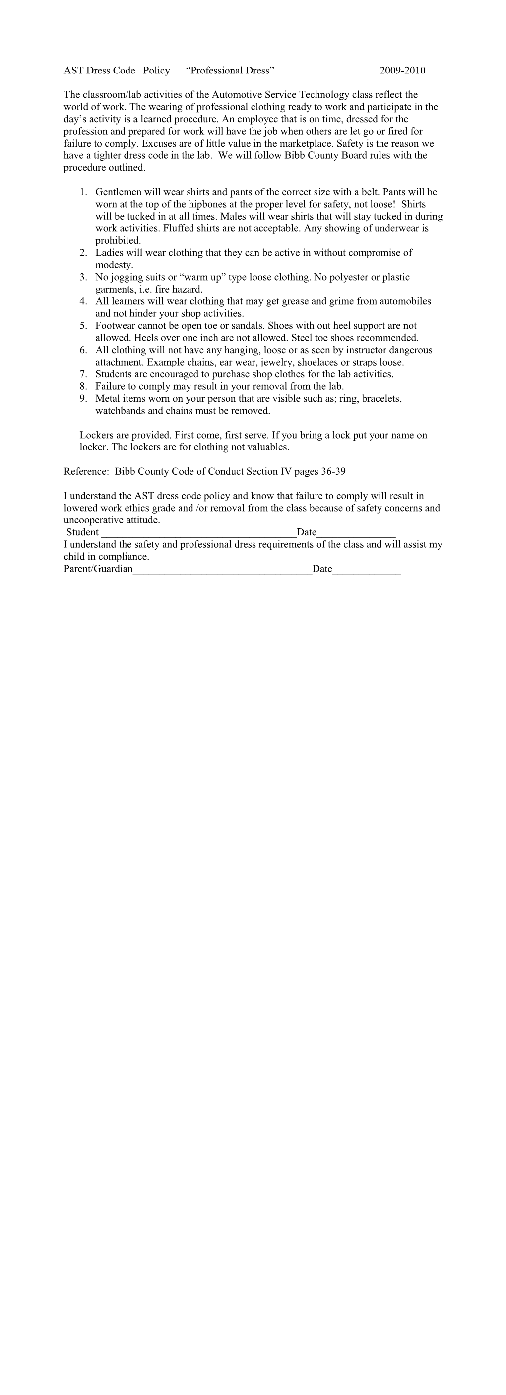 AST Attendance and Tardy Policy 2005-2006