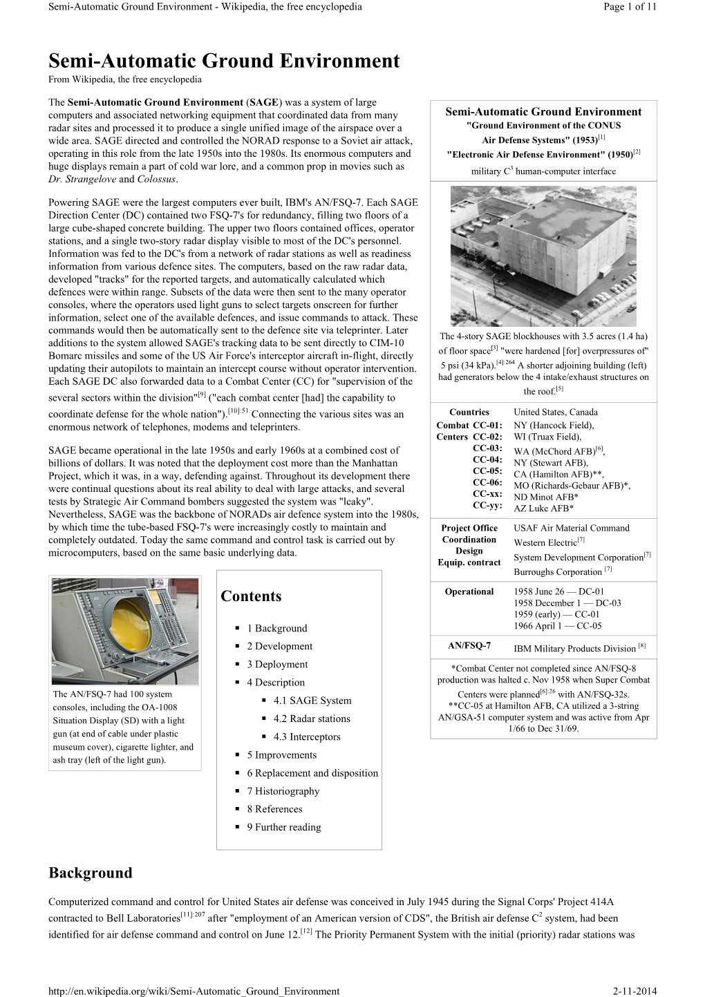 Semi-Automatic Ground Environment - Wikipedia, the Free Encyclopedia Page 1 of 11