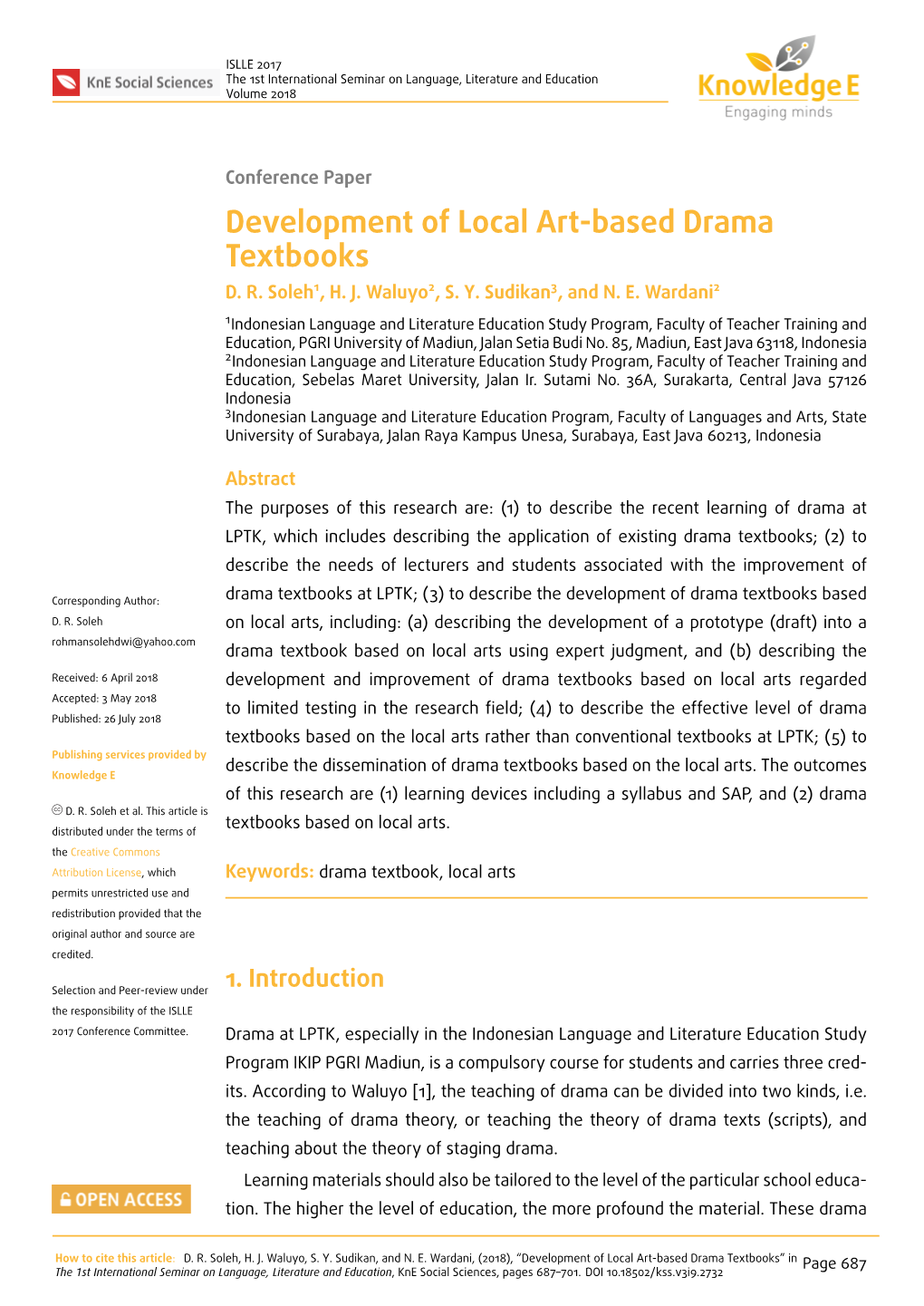 Development of Local Art-Based Drama Textbooks D