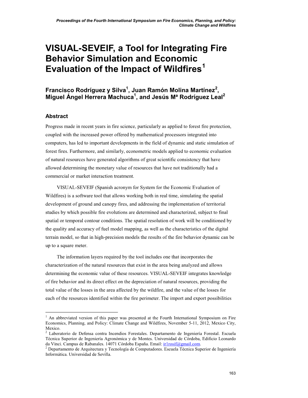 VISUAL-SEVEIF, a Tool for Integrating Fire Behavior Simulation and Economic 1 Evaluation of the Impact of Wildfires