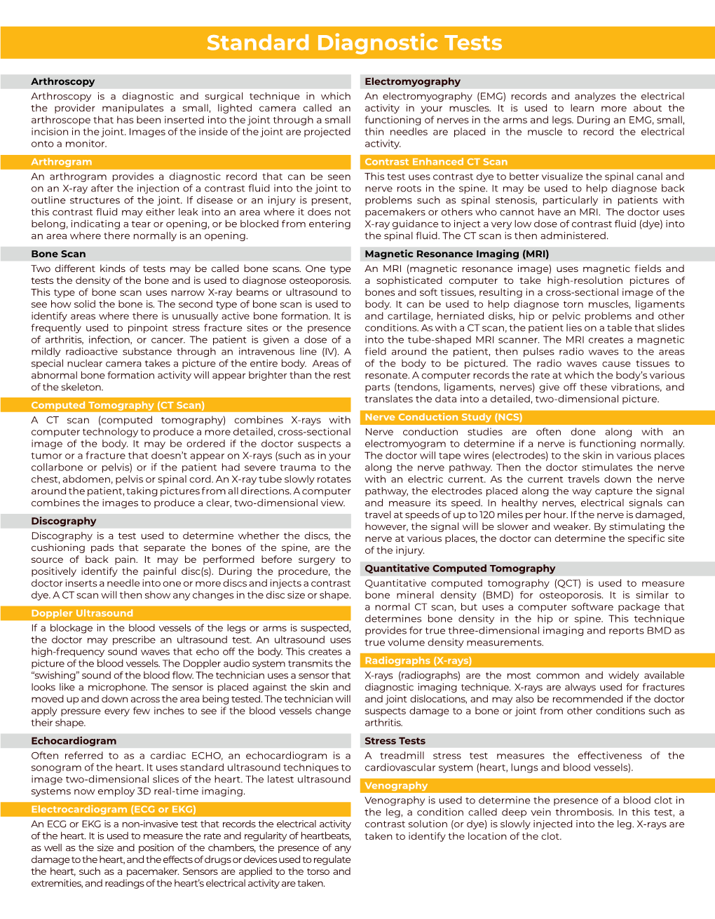 Standard Diagnostic Tests