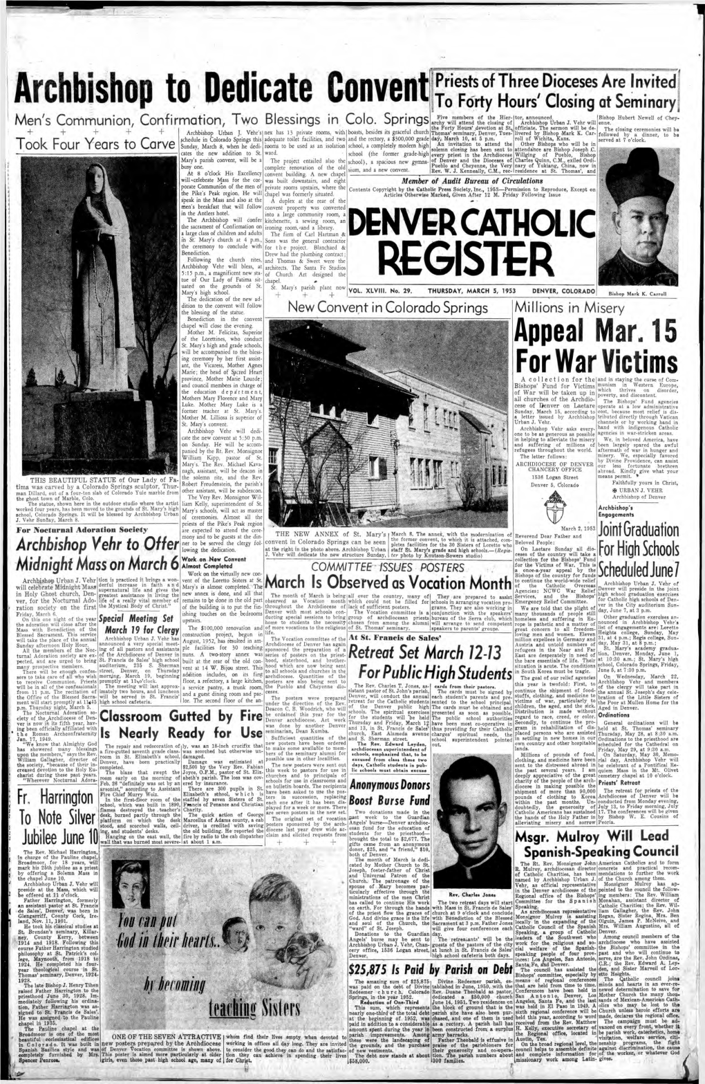 Archbishop to Dedicate Convent DENVER a M O L IC REGISTER