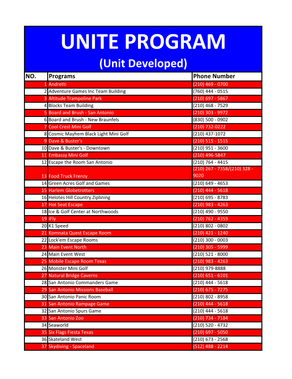 UNITE Programs Menu.Xlsx