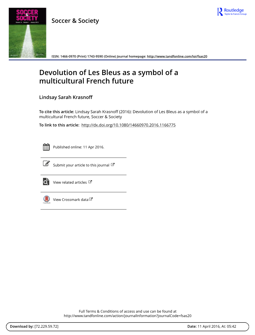 Devolution of Les Bleus As a Symbol of a Multicultural French Future