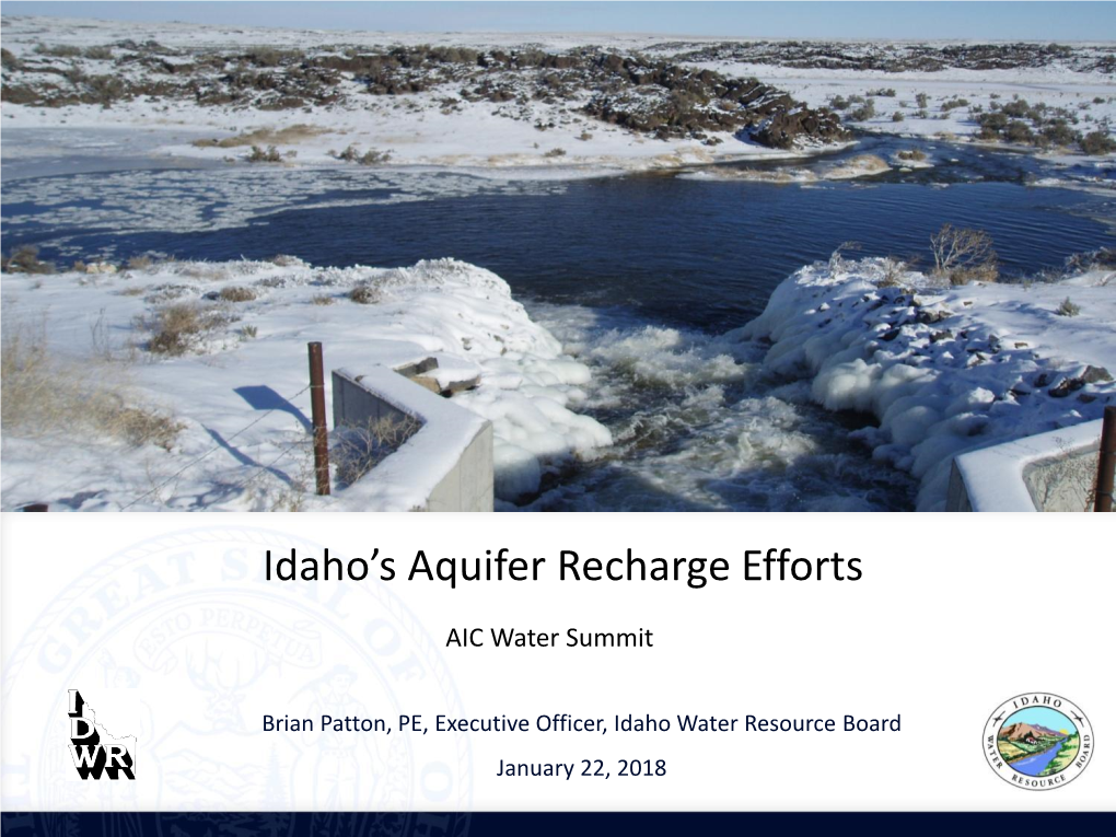 Idaho's Aquifer Recharge Efforts
