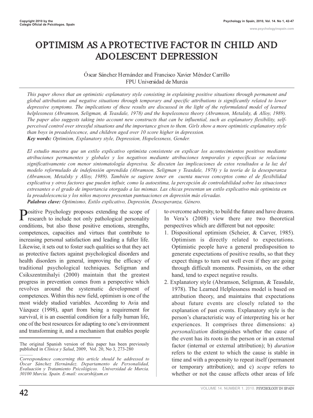 Optimism As a Protective Factor in Child and Adolescent Depression