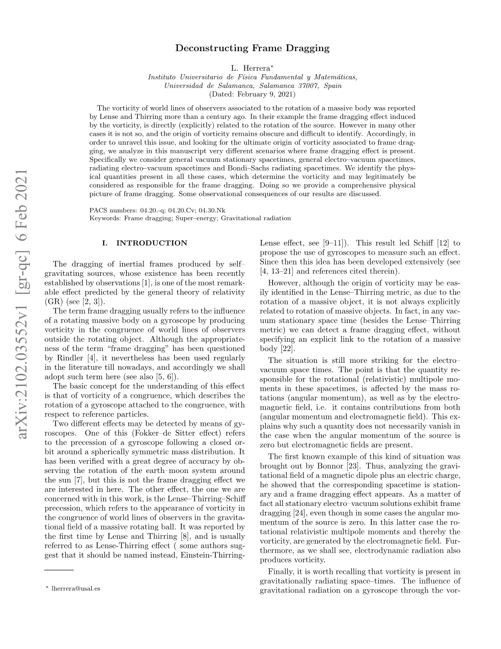 Arxiv:2102.03552V1 [Gr-Qc]