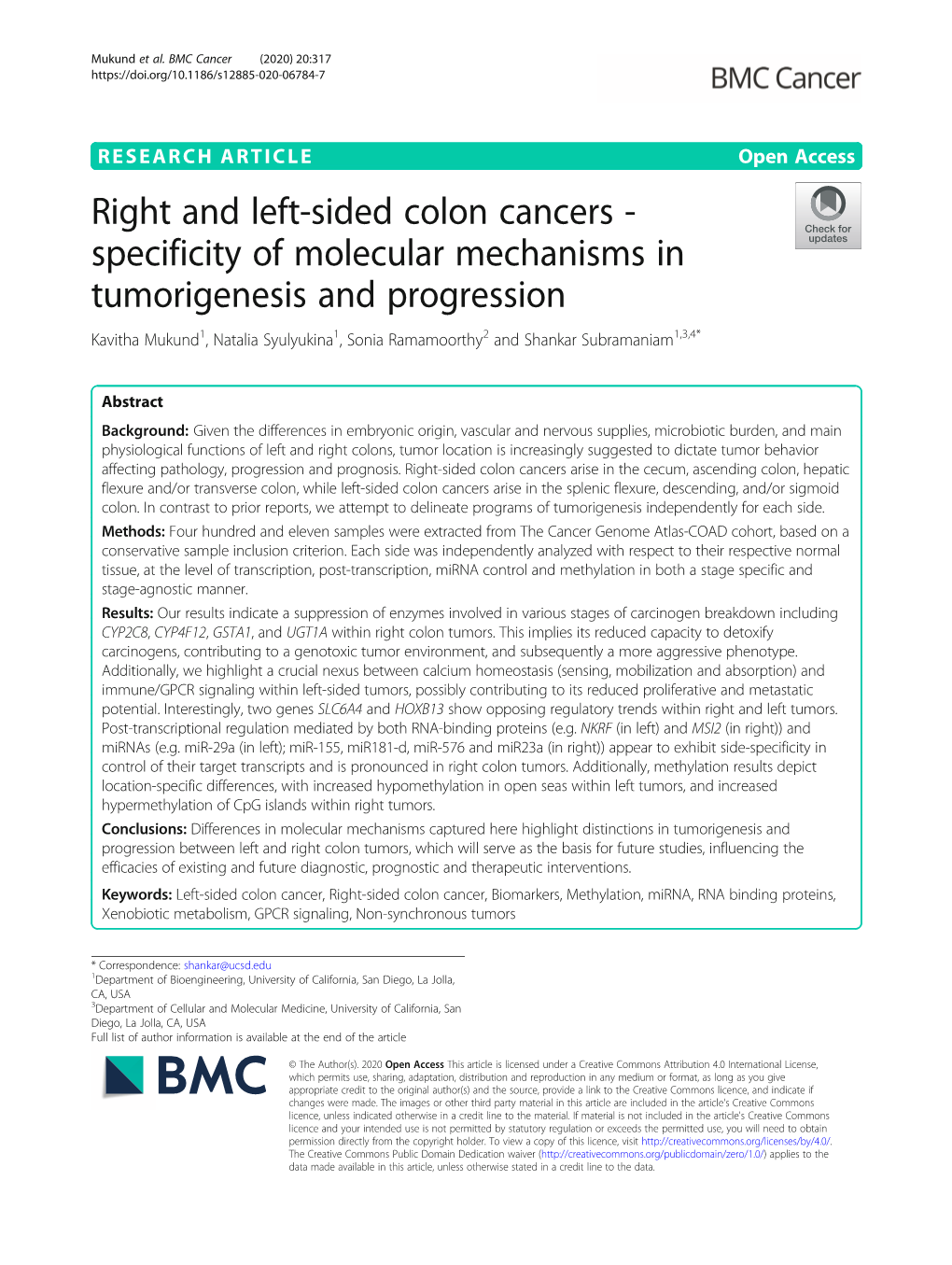 Downloaded Via Firebrowse Right-Sided Colon Cancers (RSCC Or Proximal Tumors) in July 2018