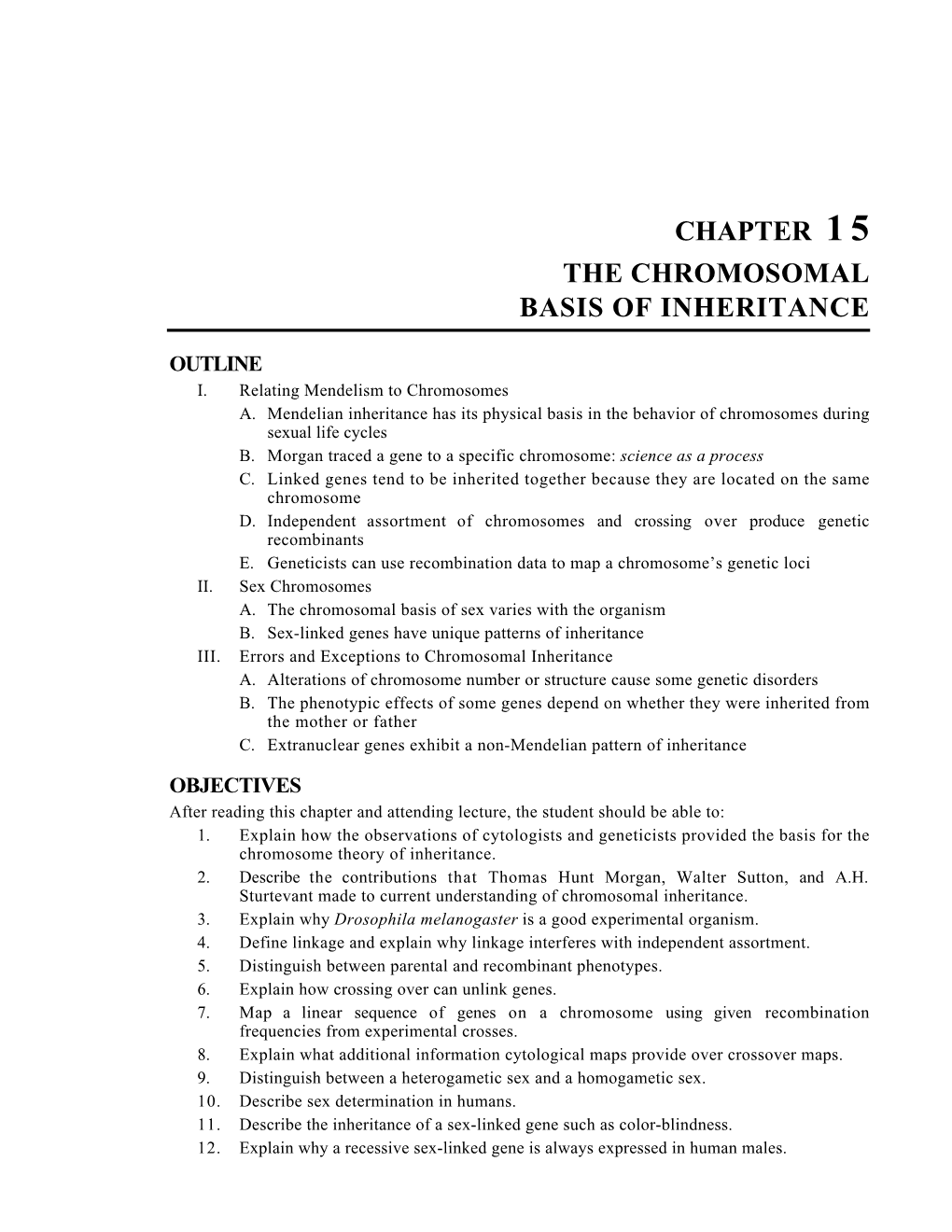 Chapter 15 the Chromosomal Basis of Inheritance