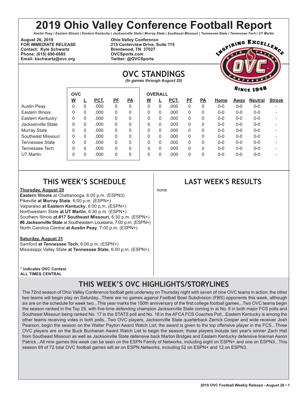 OVC Football Report